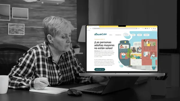 Una pantalla mostrando la aplicación de asistencia digital para adultos mayores desarrollada por BeeReal.